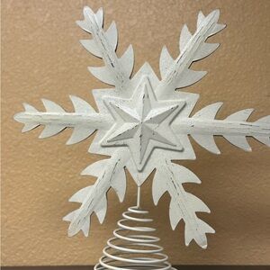 Vintage Primitive Snowflake Christmas Tree Topper Decor Farmhouse